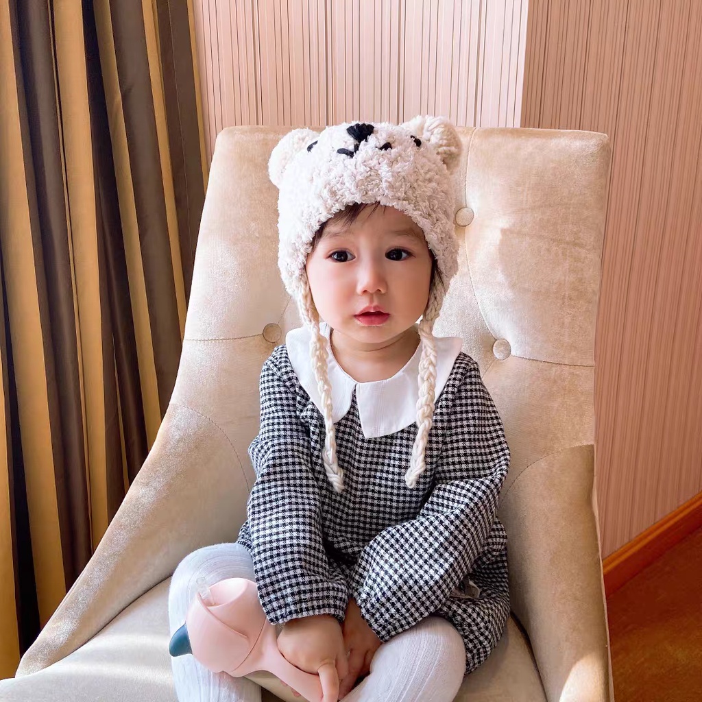 Mũ len kiểu gấu bông phong cách Hàn Quốc thời trang thu đông 2020 dành cho trẻ em