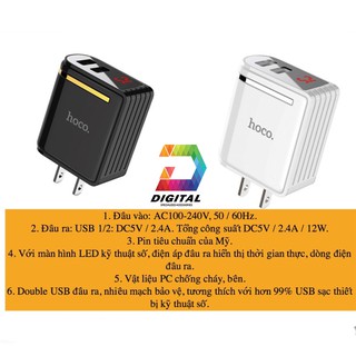 Củ Sạc Đa Năng 2 Cổng Hoco C39 Chính Hãng