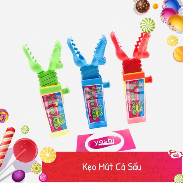 Kẹo Mút Đồ Chơi Cá Sấu Gator Chomp Kidsmania 17gr - Mỹ