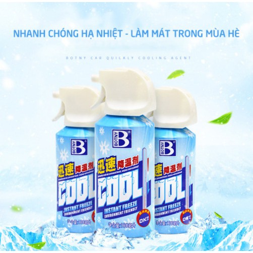 Bình xịt làm lạnh tức thời, mát nội thất xe ô tô, xe máy, khử mùi hiệu quả