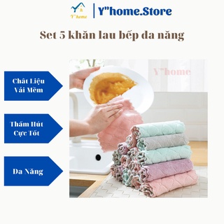 Khăn lau bếp, khăn lau đa năng, set 5 khăn lau bát dĩa