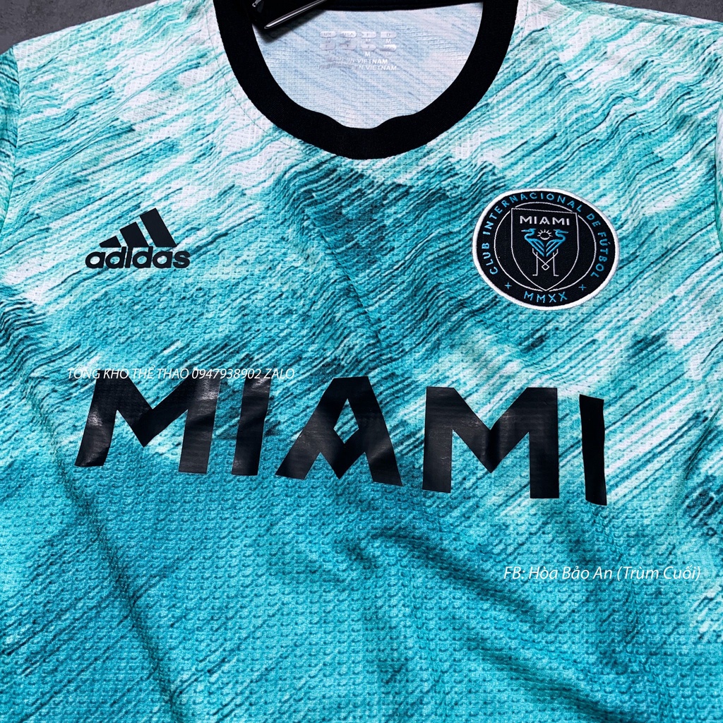 Set Bộ Thể Thao Nam Quần Áo Đá Banh Inter Miami Màu Xanh mùa giải 2021/22 - Chuẩn Mẫu Thi Đấu - Vải Polyester Gai Thái