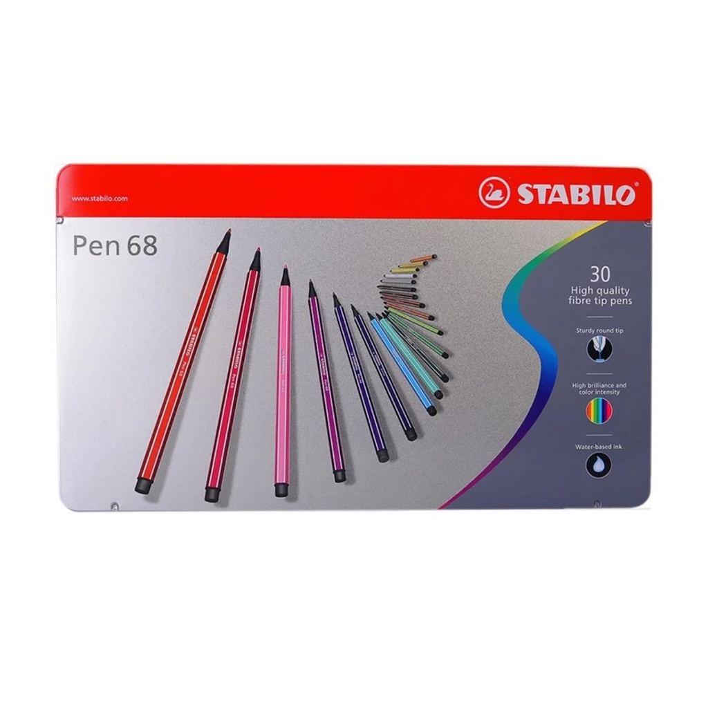 Bút lông màu STABILO Pen 68 1.0mm 30 màu/hộp thiếc (PN6830M)
