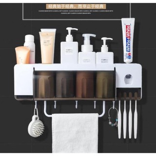 KỆ ĐỂ BÀN CHẢI NHẢ KEM ĐÁNH RĂNG ĐA CHỨC NĂNG 6 IN 1 - Loại 02 cốc Loại 3 cốc và 4 cốc