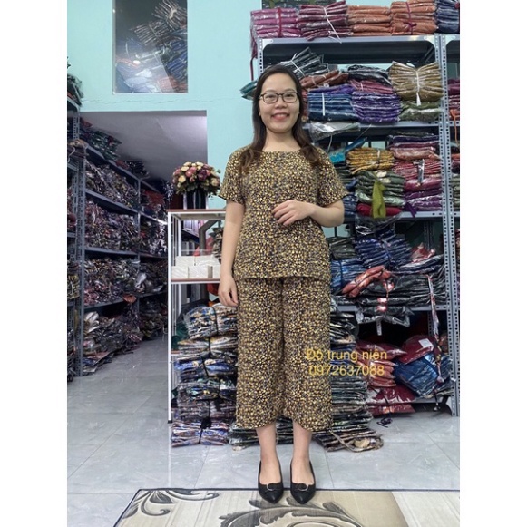 Bộ Đồ Trung Niên - Bộ Đồ Chất Lụa Hàn Cộc Tay Quần Lửng Ống Rộng Cho Mẹ Cho bà