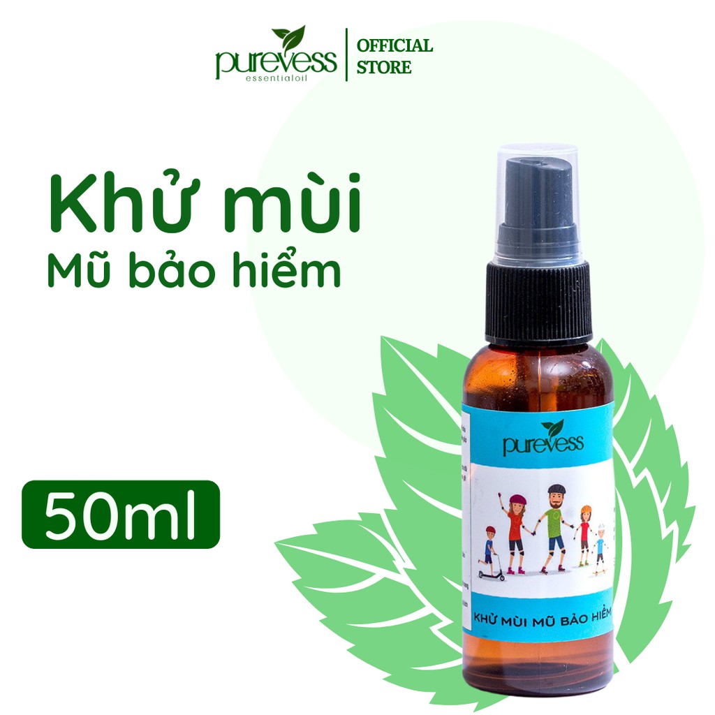 Xịt khử mùi nón bảo hiểm PUREVESS 100% thiên nhiên giúp mũ bảo hiểm thơm mát, an toàn cho sức khỏe 50ml,100ml