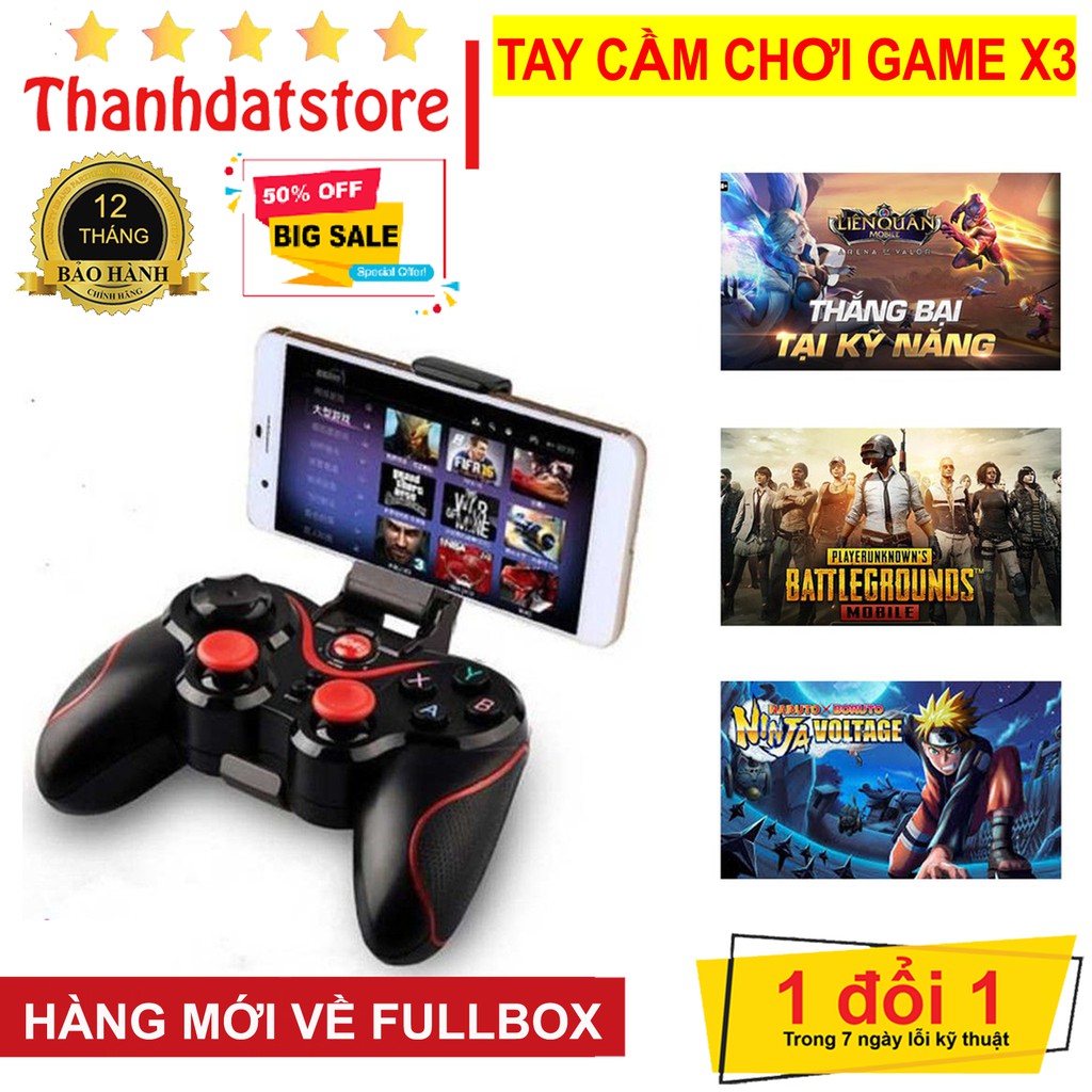 Tay cầm chơi game X3 Tặng kèm giá đỡ điện thoại 💥SIÊU HOT - BẢO HÀNH 1 NĂM 💥