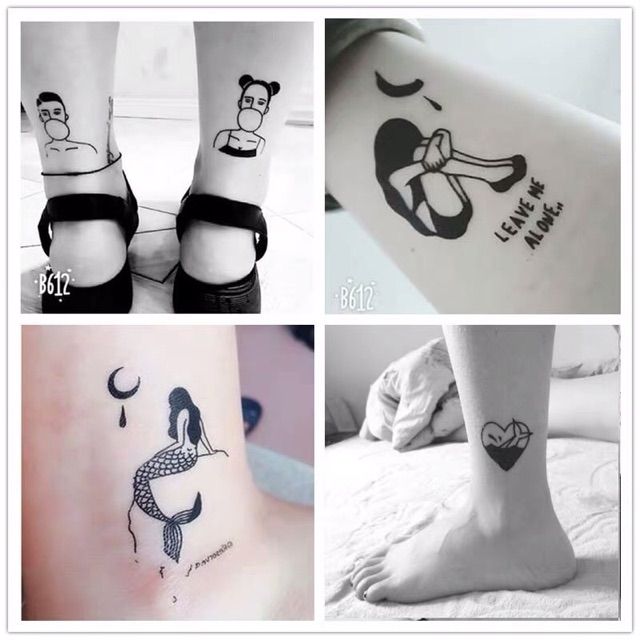 HÌNH XĂM DÁN MINI TATTOO CHỐNG THẤM NƯỚC ĐEN TRẮNG NGẦU CÁ TÍNH PHONG CÁCH HÀN QUỐC - Ph