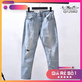 Quần jean nam rách gối xanh nhạt QJ125002 mẫu quần jean mới nhất từ Routine