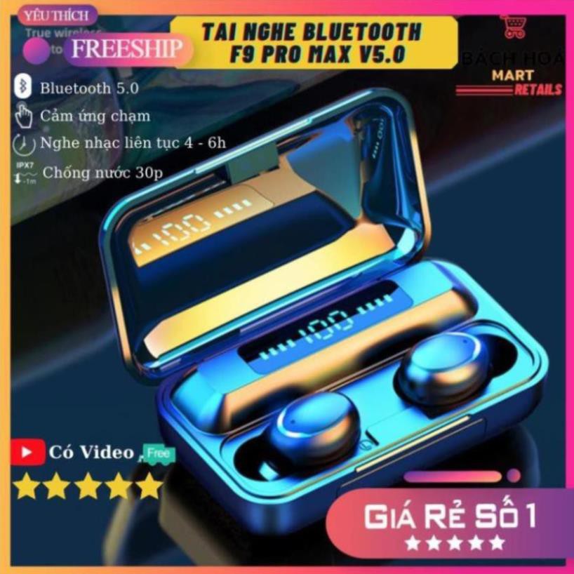 Tai Nghe Bluetooth F9 Pro Max V5.0 Chống Nước Chống Ồn Siêu Bass [BH 1 Đổi 1]