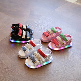Giày sandal khóa dán năng động cho bé có đèn LED