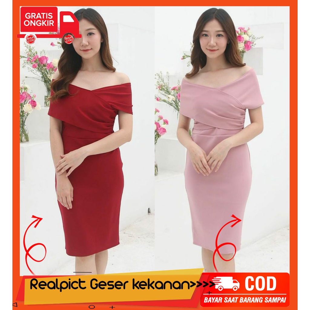 Đầm Ôm Dáng Màu Hồng/Đỏ Thời Trang Hàn Quốc Chất Lượng Cao 6000 Dành Cho Nữ Tuổi Teen Cỡ 2022 / sabrina