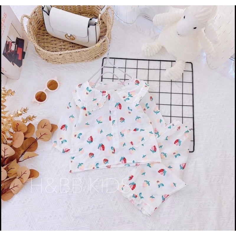 Bộ Pijama Cho Bé Gái Chất Đũi Rời Dài Tay Từ