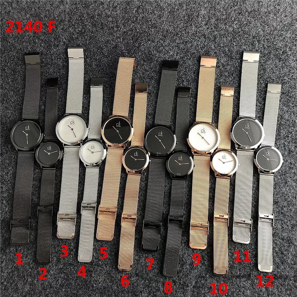 Đồng Hồ Quartz Calvin Klein Mặt Tròn Đính Kim Cương Với Dây Đeo Da Thép Không Gỉ Cho Nam Nữ