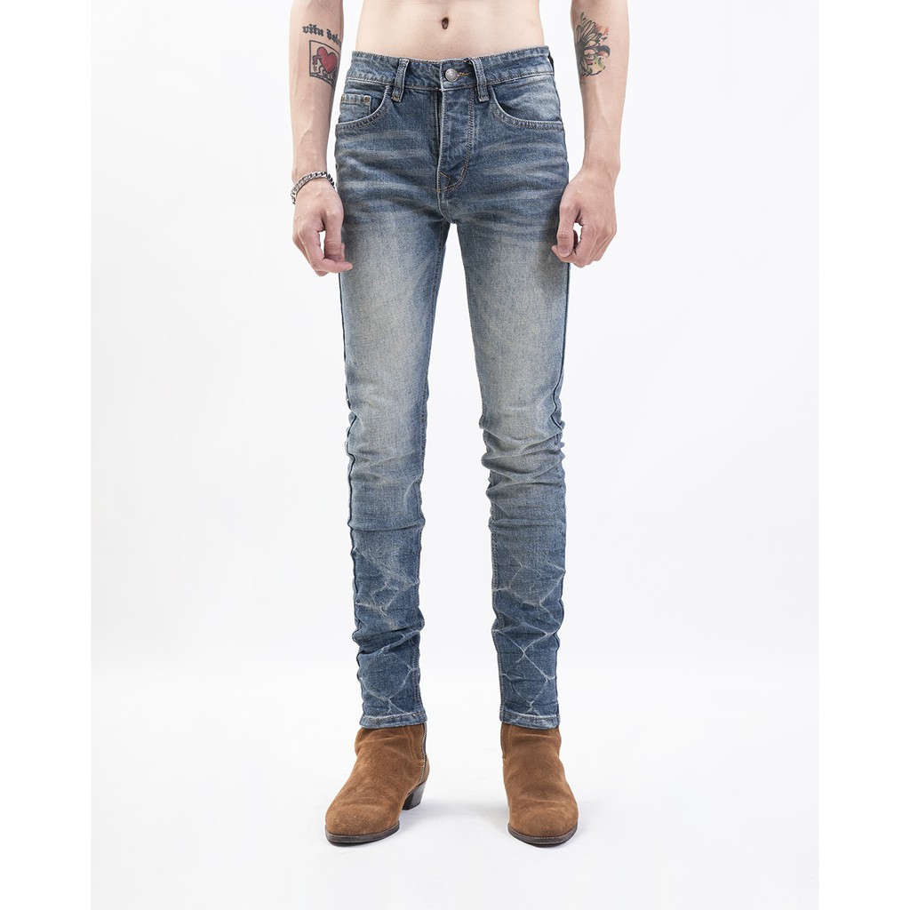 Quần Jeans Wrinkled Indigo Blue