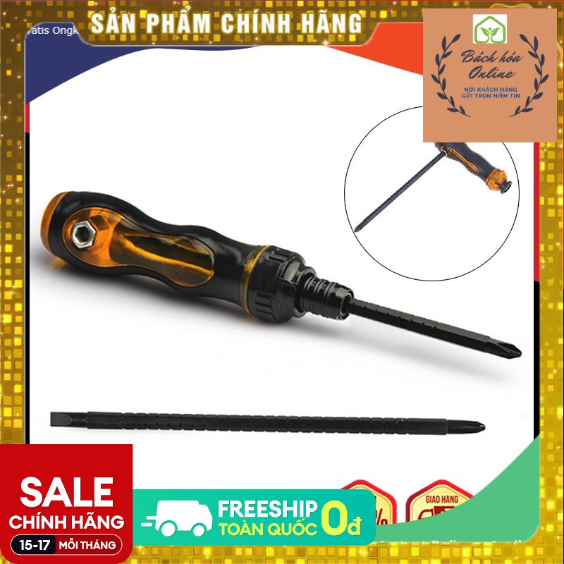 Tua vít 2 đầu tự động đa năng ( có tăng đơ ) có thể đổi sang tua vít chữ T sử dụng tiện lợi, hiệu quả trong công việc -