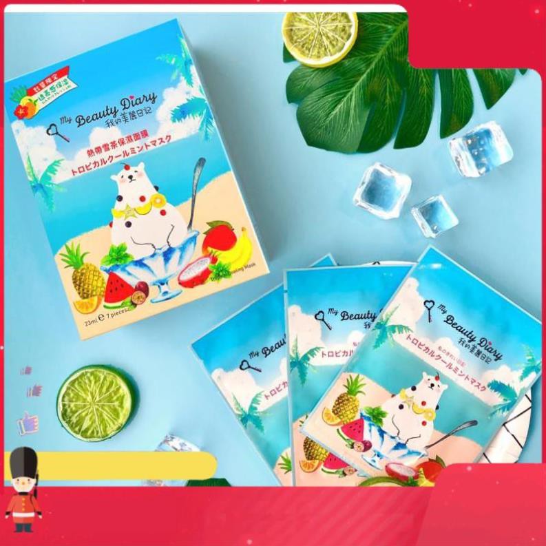 [FreeShipm] Mặt nạ My Beauty Diary Đá Băng Trà Tuyết Nhiệt Đới Mát Lạnh Tropical Cooling Mask Bản Giới Hạn Hộp 7 Miếng