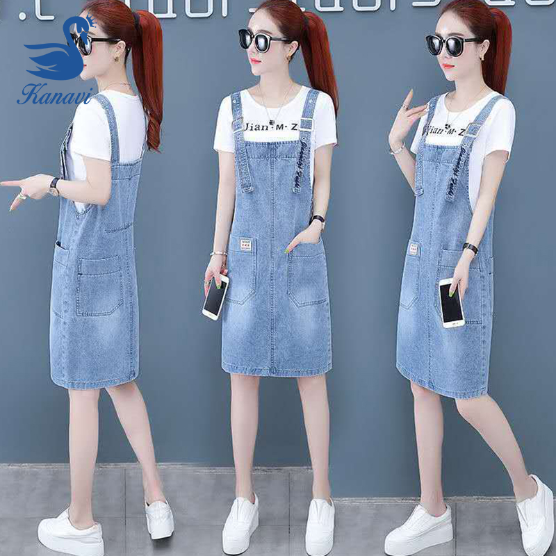 Đầm Yếm Jeans Phong Cách Retro Xinh Xắn Cho Nữ