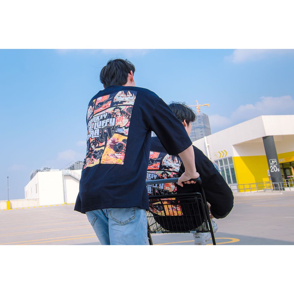 Áo Thun Monkey 5d Truyện Tranh - Áo Phông Form Rộng Đen Nâu Nam Nữ Unisex