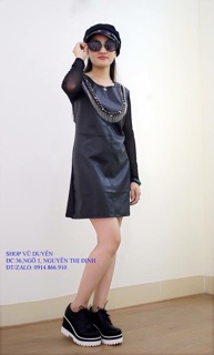 Sale váy da phối ren
