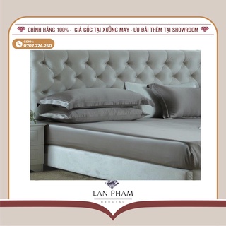 Bộ ga gối phi lụa 4 món cao cấp mát lạnh lan bedding màu xám ghi