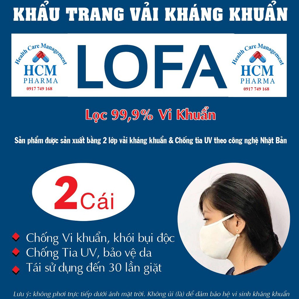 Khẩu trang vải kháng khuẩn cao cấp - Lofa - 8K/Cái - Set 2 cái | BigBuy360 - bigbuy360.vn