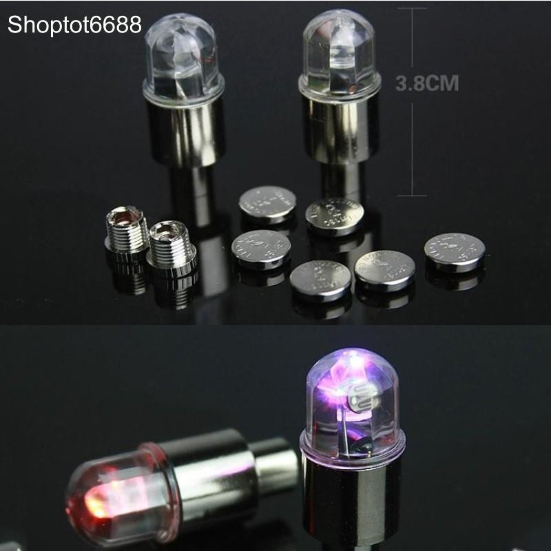 Bộ 2 đèn led tự đổi màu gắn bánh xe ôtô, xe máy, xe đạp dùng 3 pin cúc AG10