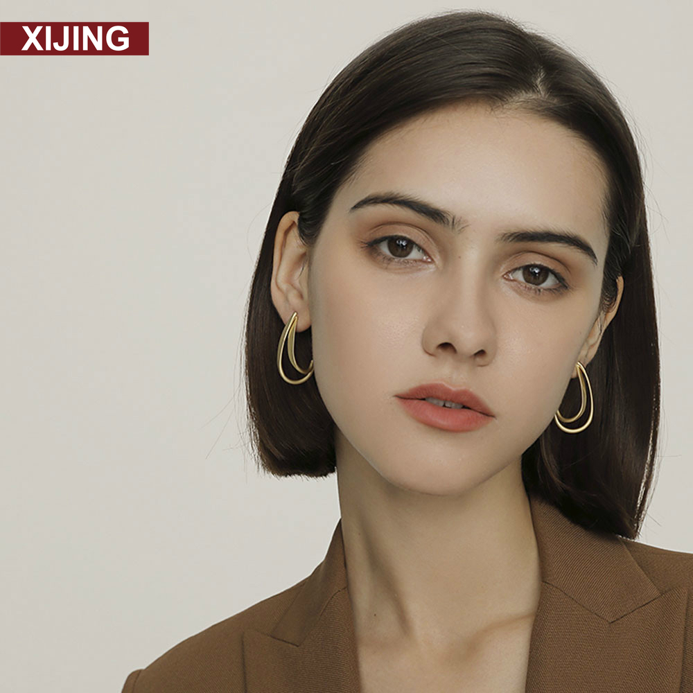 【COD】Bông tai hình chữ C bằng kim loại phong cách thời trang hàn quốc dành cho nữ