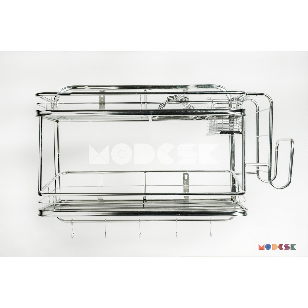 Kệ chén dĩa treo tường 2 tầng MODESK inox 201 (nhiều kích thước)