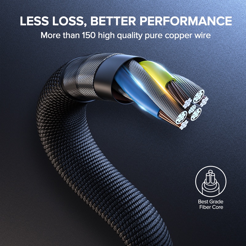 Cáp sạc nhanh QOOVI 3.1A Micro USB 3.0 thiết kế dây bện nylon có đèn LED cho OPPO VIVO