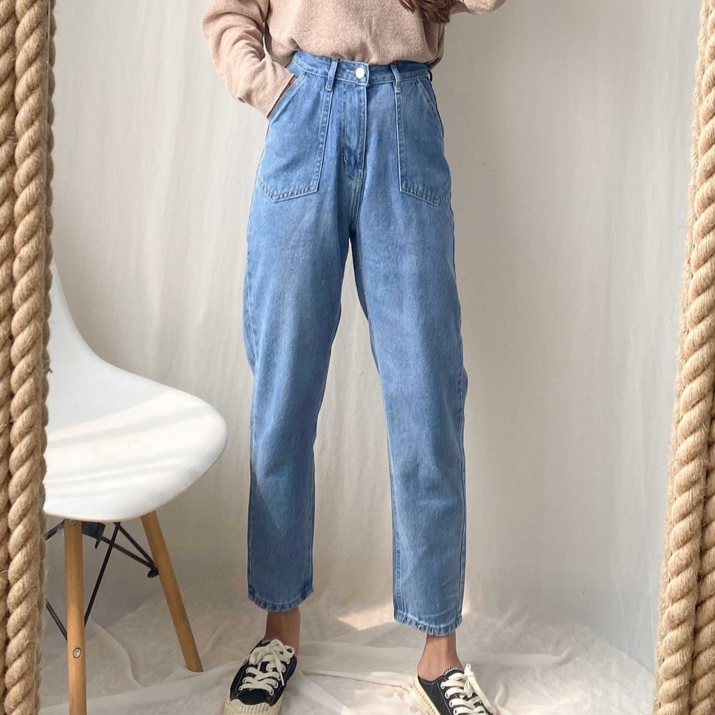 Quần jean baggy nữ lưng cao túi kiểu trơn (không co giãn) D59-N58 ulzzang thời trang nữ VM STYLE 22QJB03AS1704 | BigBuy360 - bigbuy360.vn