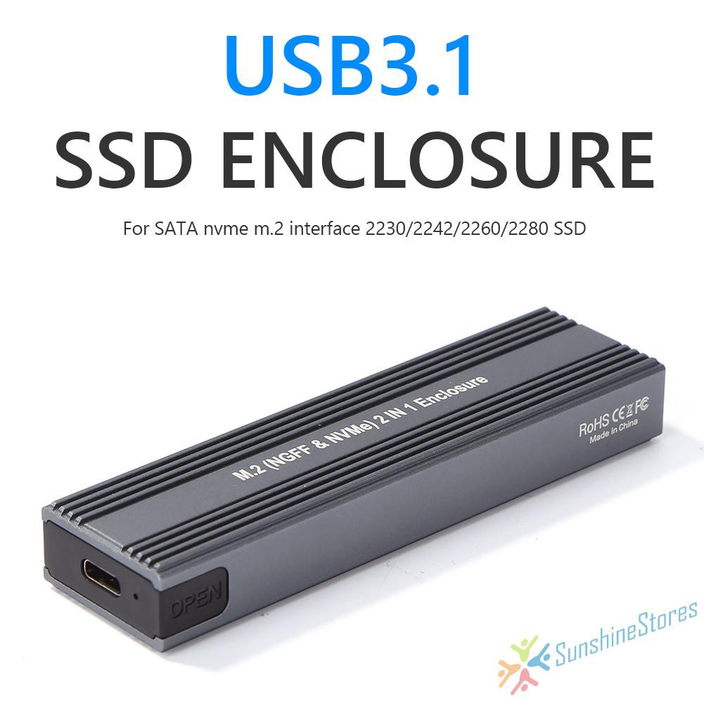 Hộp Đựng Ổ Cứng Ngoài SSD USB 3.1 Type-C Bằng Hợp Kim Nhôm 10Gbps M.2 NGFF NVME Ốp | WebRaoVat - webraovat.net.vn