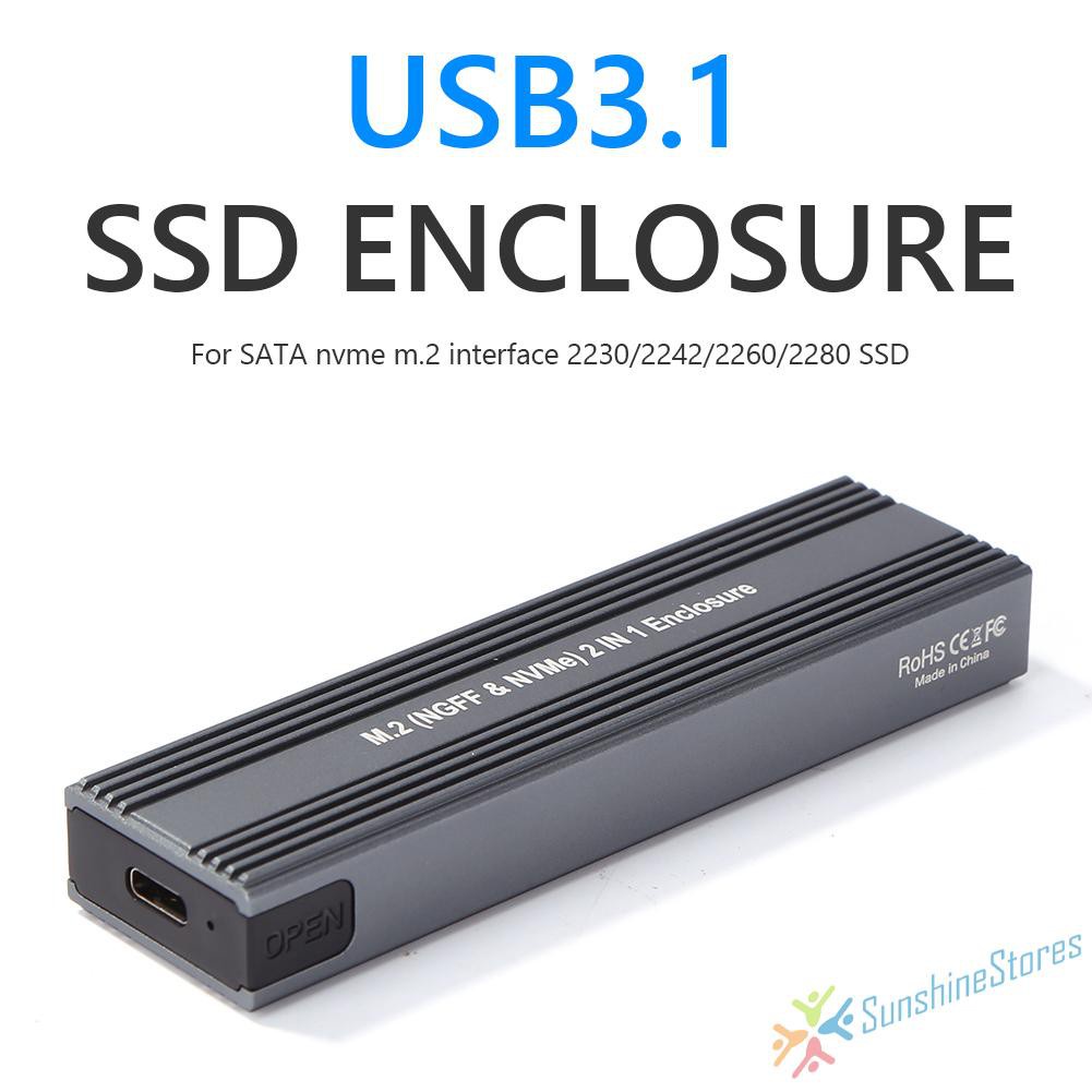 Hộp Đựng Ổ Cứng Ngoài SSD USB 3.1 Type-C Bằng Hợp Kim Nhôm 10Gbps M.2 NGFF NVME Ốp | BigBuy360 - bigbuy360.vn