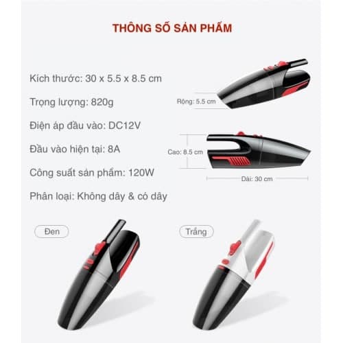 Máy hút bụi mini,cầm tay không dây Aikesi 120w loại sạc pin tiện dụng trong gia đình và ôtô.Bảo hành 12 tháng