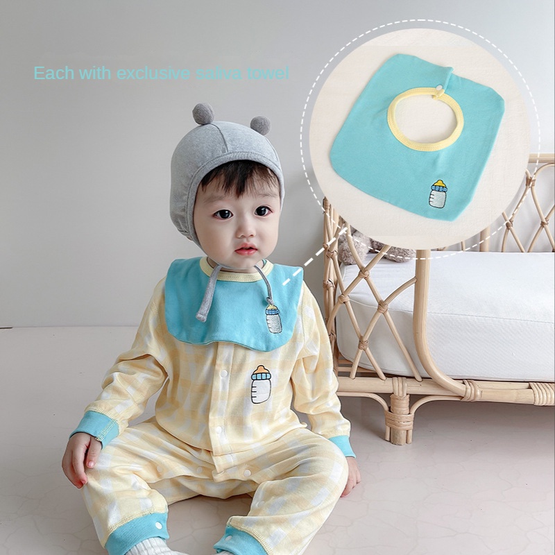 Bộ Áo Liền Quần Tay Dài Bằng Vải Cotton In Hoạt Hình Dành Cho Bé Trai Gái 0-24 Tháng Tuổi