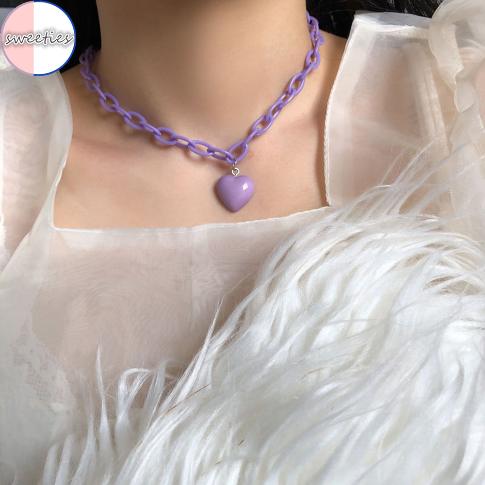 Vòng cổ choker kim loại mặt hình trái tim xinh xắn cho nữ