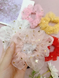 Scrunchies cột tóc voan đính sao dễ thương
