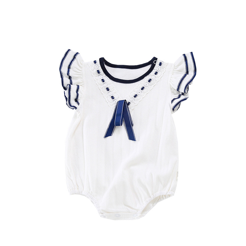 Áo Liền Quần Tay Cánh Tiên Phong Cách Hải Quân Thời Trang Cho Bé Gái