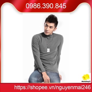 Áo giữ nhiệt Nam lót Nỉ cổ cao dài tay ôm body co dãn giữ ấm tốt