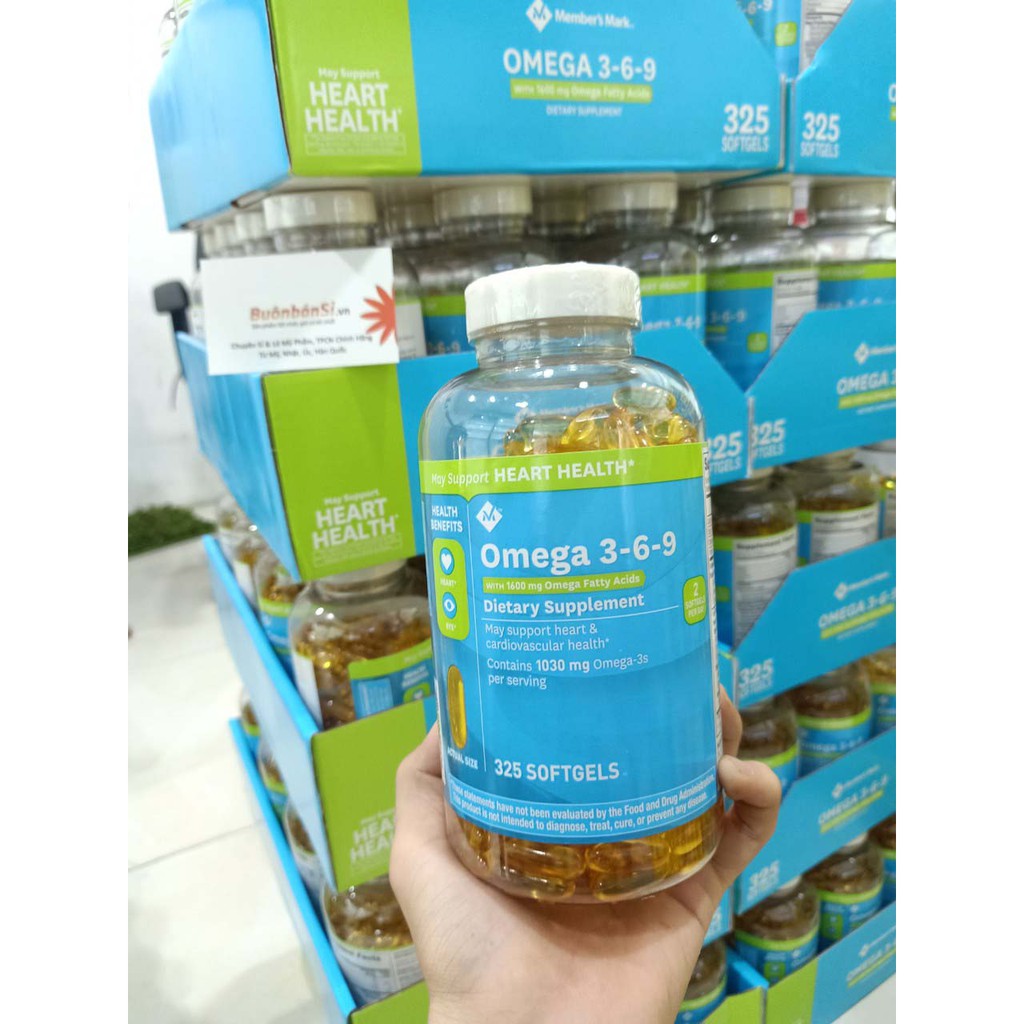 Viên uống Member's Mark Omega 3-6-9 Supports Heart Health 325 viên của Mỹ