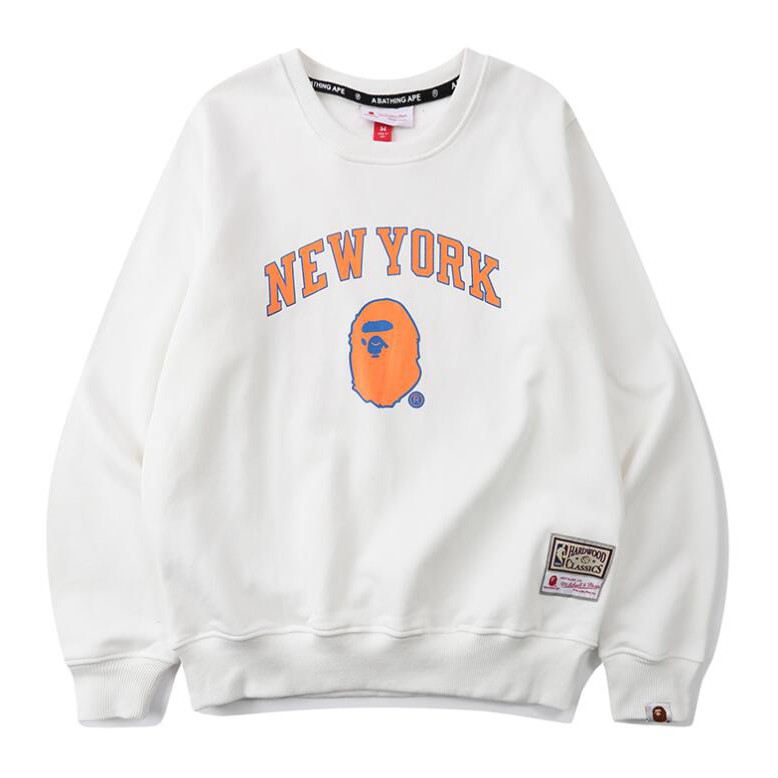 Áo sweater cổ tròn chất liệu cotton in hình Bape thời trang năng động