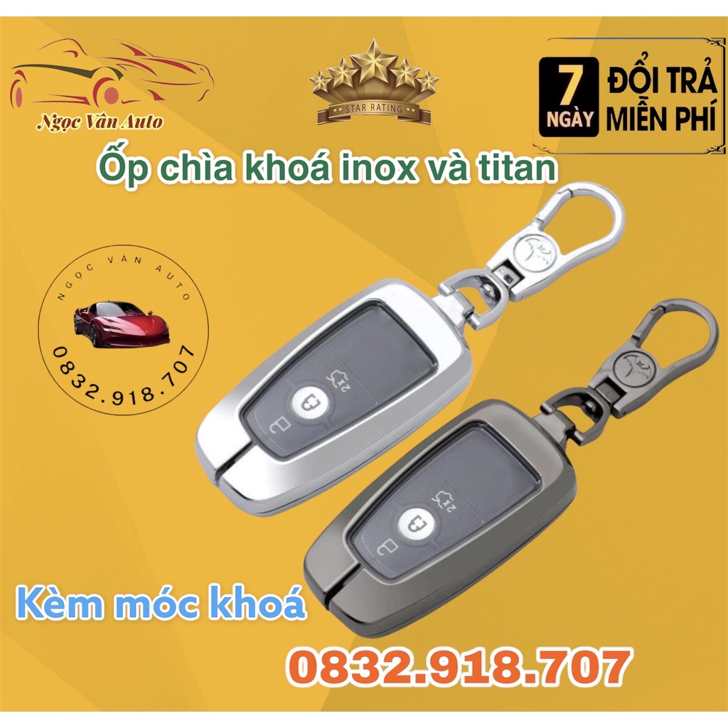 Ốp Chìa Khóa inox Ford Ranger, Everest, Ecosport 2019 -2020 -2021 chìa khóa thông minh