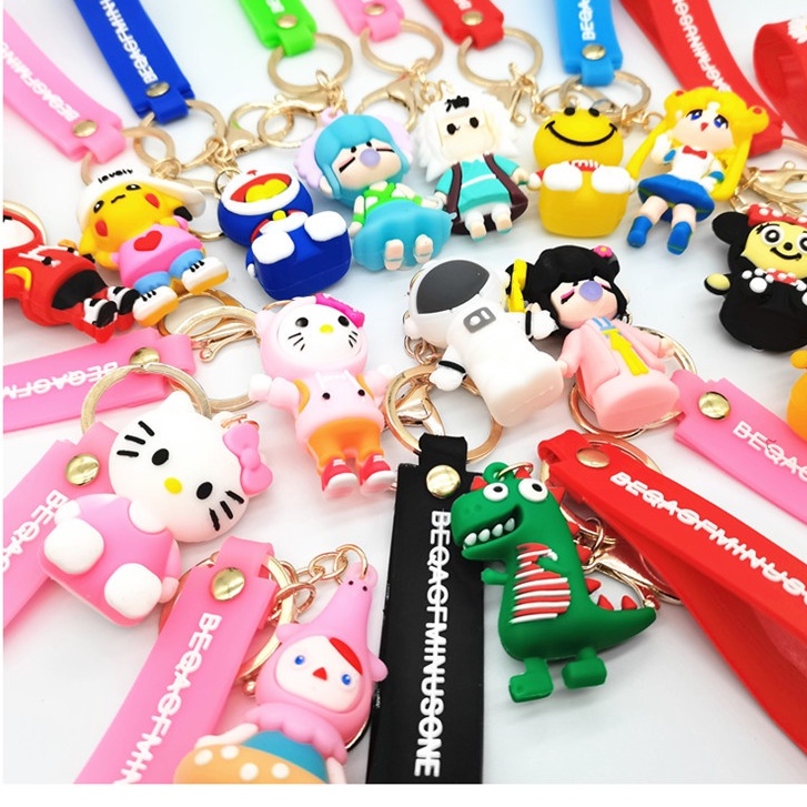 Móc Khóa Hoạt Hình Kèm Đai Line Friends - Móc Chìa Khóa Gấu /Vịt/ Thỏ Con Dễ Thương DUASHOP