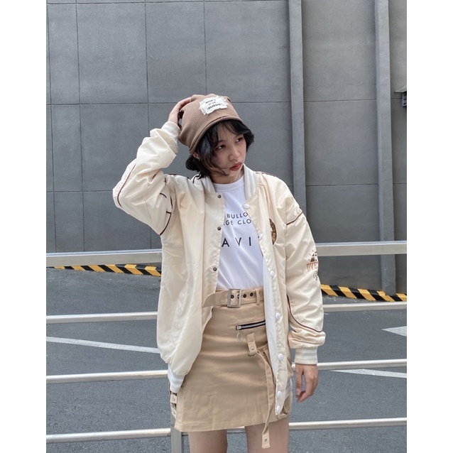 BOMBER DVEN form rộng Ulzang màu ĐEN/BE /JAYSTOREE2❤️ Áo Jacket form rộng
