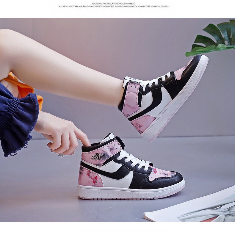 Giày nữ sneaker cao cổ dạ quang 2022, giày thể thao nữ da pu cao cấp 021