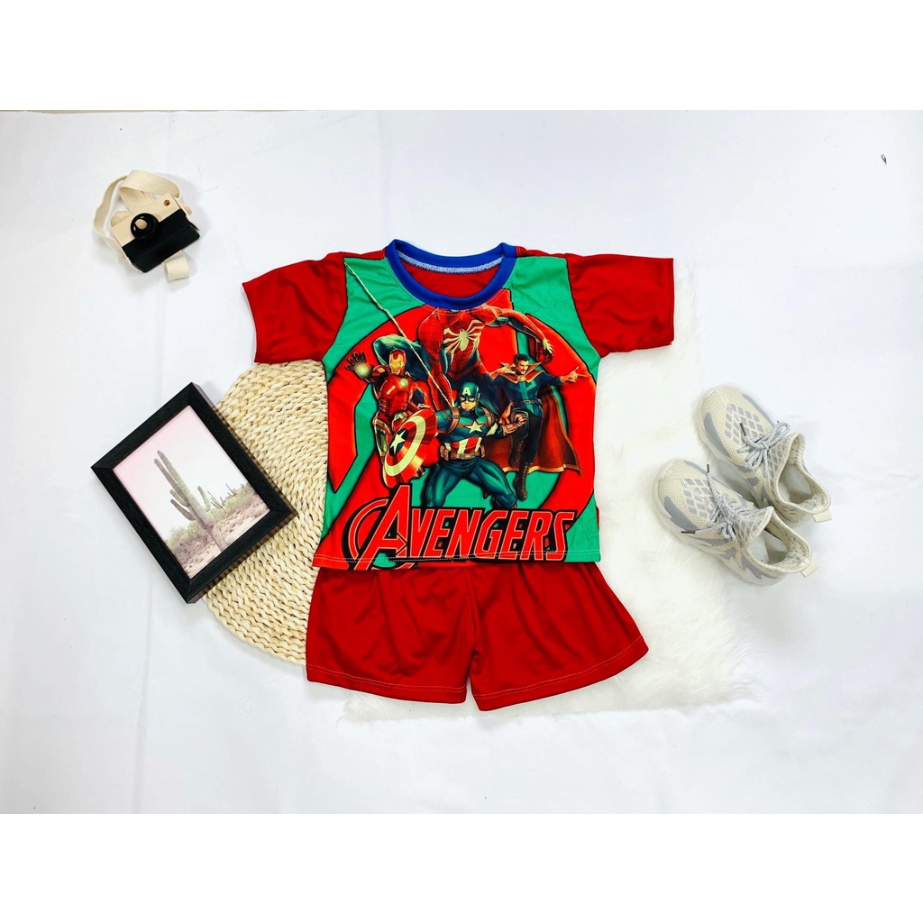 Đồ bộ siêu nhân dành cho bé trai từ 10-20 kg, màu sắc xinh xắn, chất lụa mát mẻ