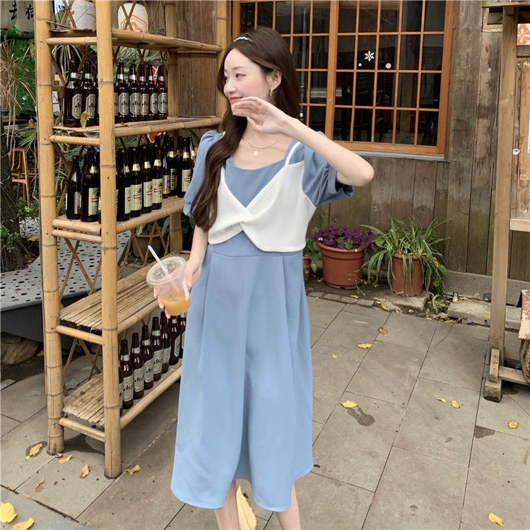 Đầm Dài Giả Hai Lớp Thời Trang Mùa Hè Thanh Lịch Cho Nữ