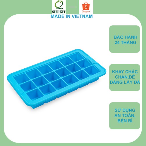 [MADE IN VIETNAM] Khay silicon làm đá 18 ngăn Q SILI-KIT, kích thước 21x11.5cm, dẻo dai, dễ dàng làm đá và lấy đá