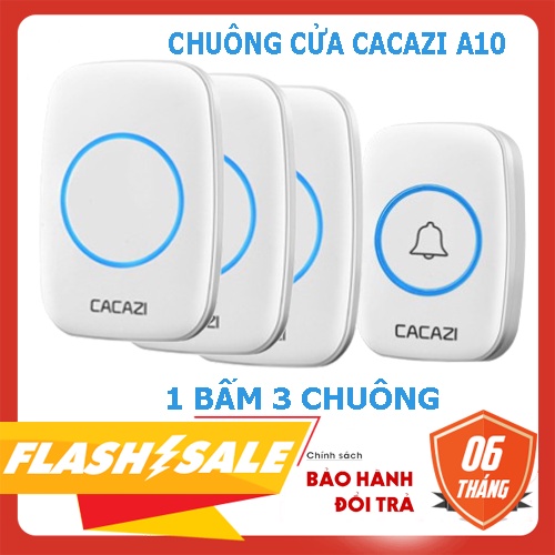 Chuông cửa không dây CACAZI A10 - Bảo hành 6 tháng - 36 kiểu nhạc. Nút nhấn chống nước