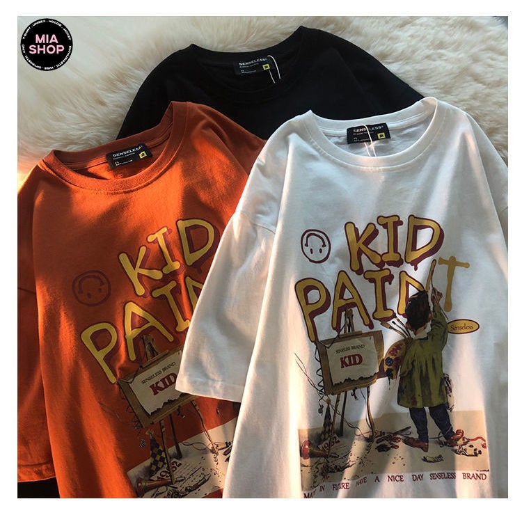 Áo thun tay lỡ MIA, Áo phông nữ form rộng dáng Unisex/Ulzzang mặc lẻ cặp nhóm hình KID PAINT